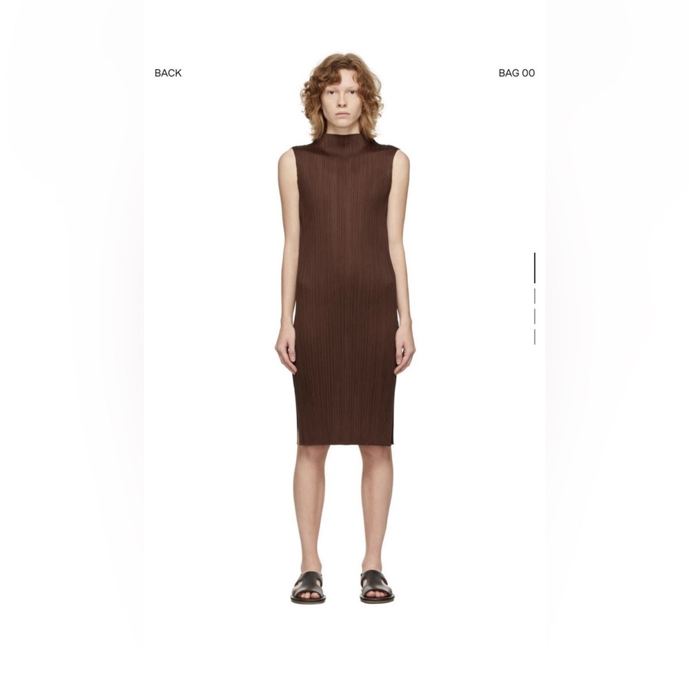 Issey Miyake Pleats Please Brown Midi Dress Size 3